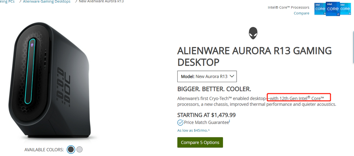 十二代酷睿新品,Alienware游戏台机上市