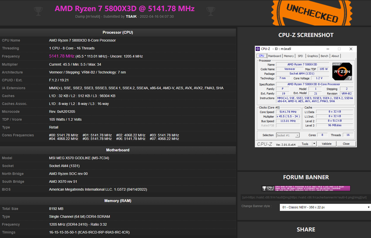 超越5.1GHz,AMD锐龙7 5800X3D被破解