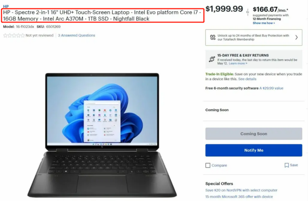 两款Arc顶配独显笔记本现身电商平台,1399美元起…